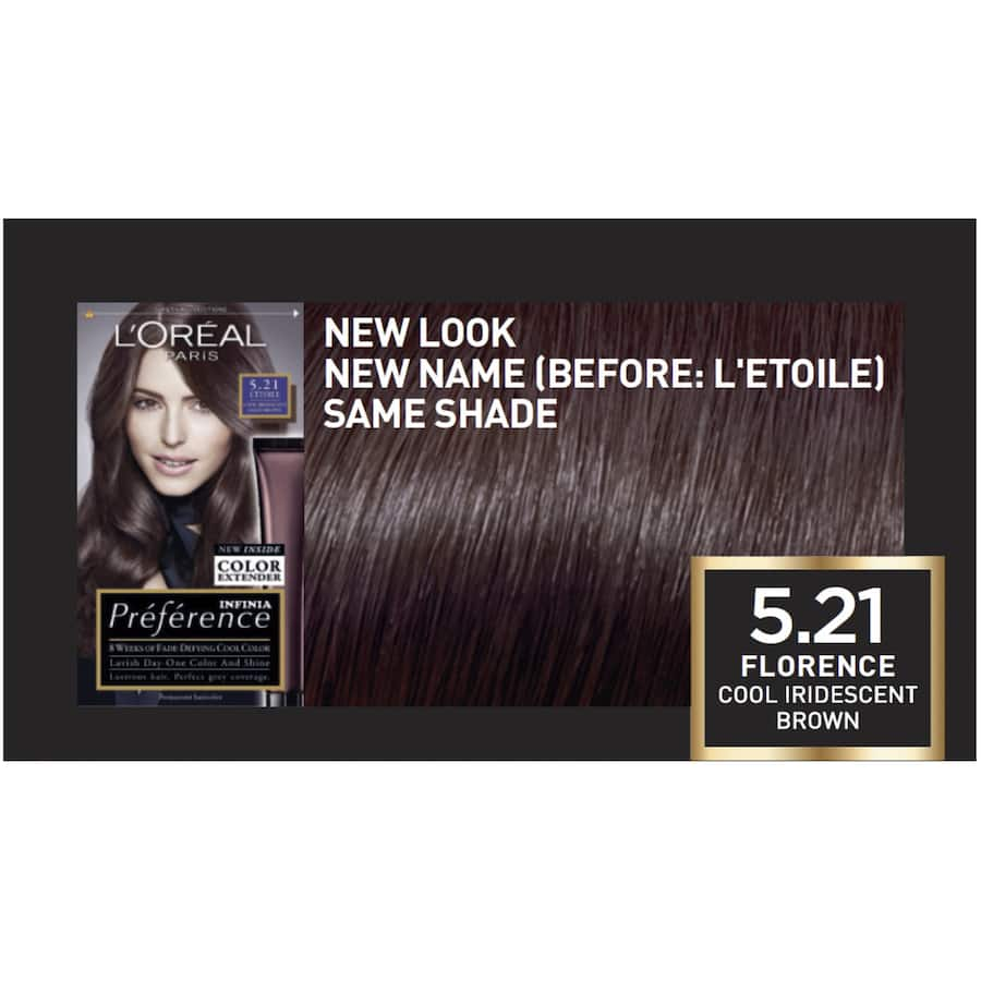 L'Oreal Paris Preference 5.21 offers rich, vibrant color with 100% grey coverage and lasting shine for healthy-looking hair.