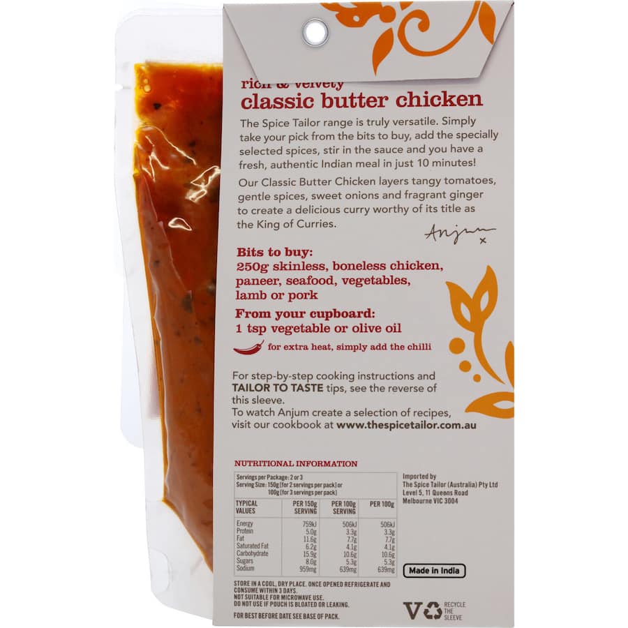 A hand-crafted sauce kit for authentic butter chicken, easy to prepare with rich flavors for a gourmet meal at home.