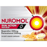 Nuromol Dual Action Ibuprofen & Paracetamol Pain Relief Liquid Capsules 10ea