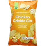 Woolworths Chicken Crinkle Cut Chips, crispy and flavorful, made from premium New Zealand potatoes with no artificial additives.