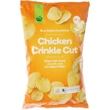 Crispy Woolworths Chicken Crinkle Cut Chips made from premium New Zealand potatoes, seasoned for bold, savory flavor.