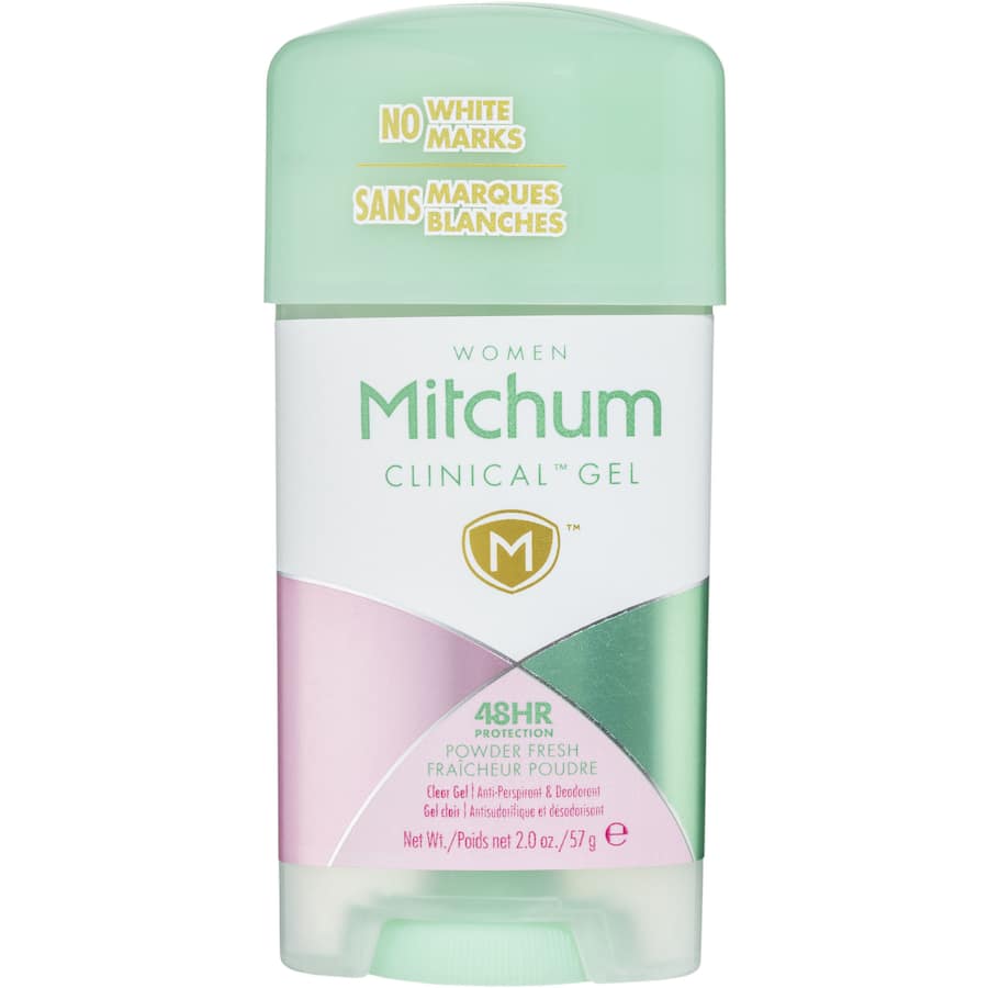 Mitchum Clinical Roll On Powder Fresh Gel offers clear, long-lasting sweat protection with a refreshing scent for all-day confidence.