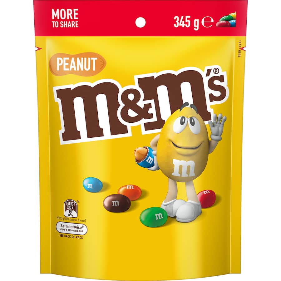 M&M's Peanut Sharepack features colorful candy-coated milk chocolate and roasted peanuts, perfect for sharing and snacking.