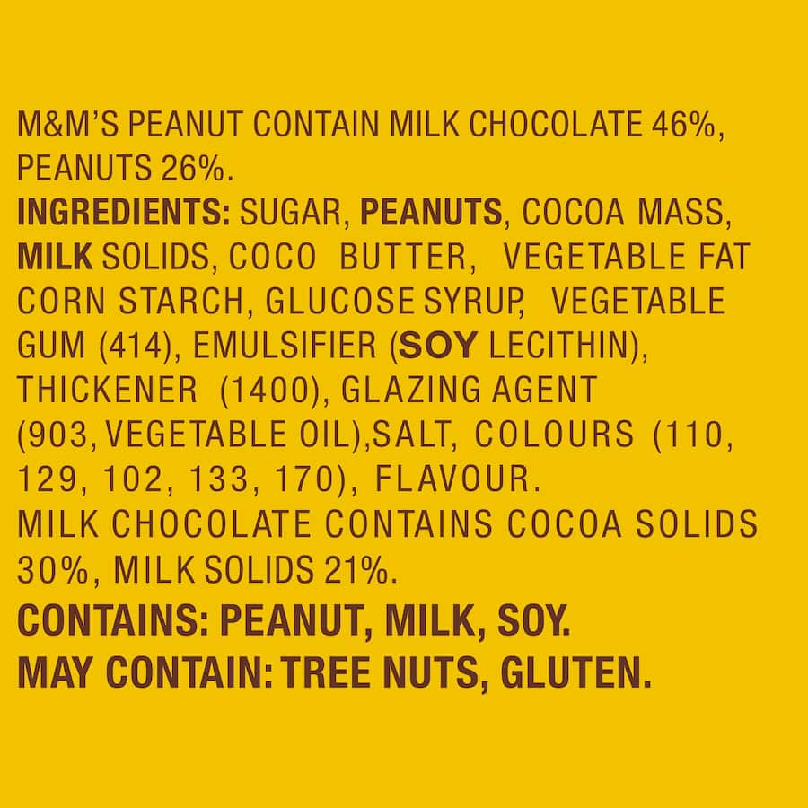 M&M's Peanut Chocolate Sharepack featuring colorful candy-coated milk chocolate and crunchy roasted peanuts.