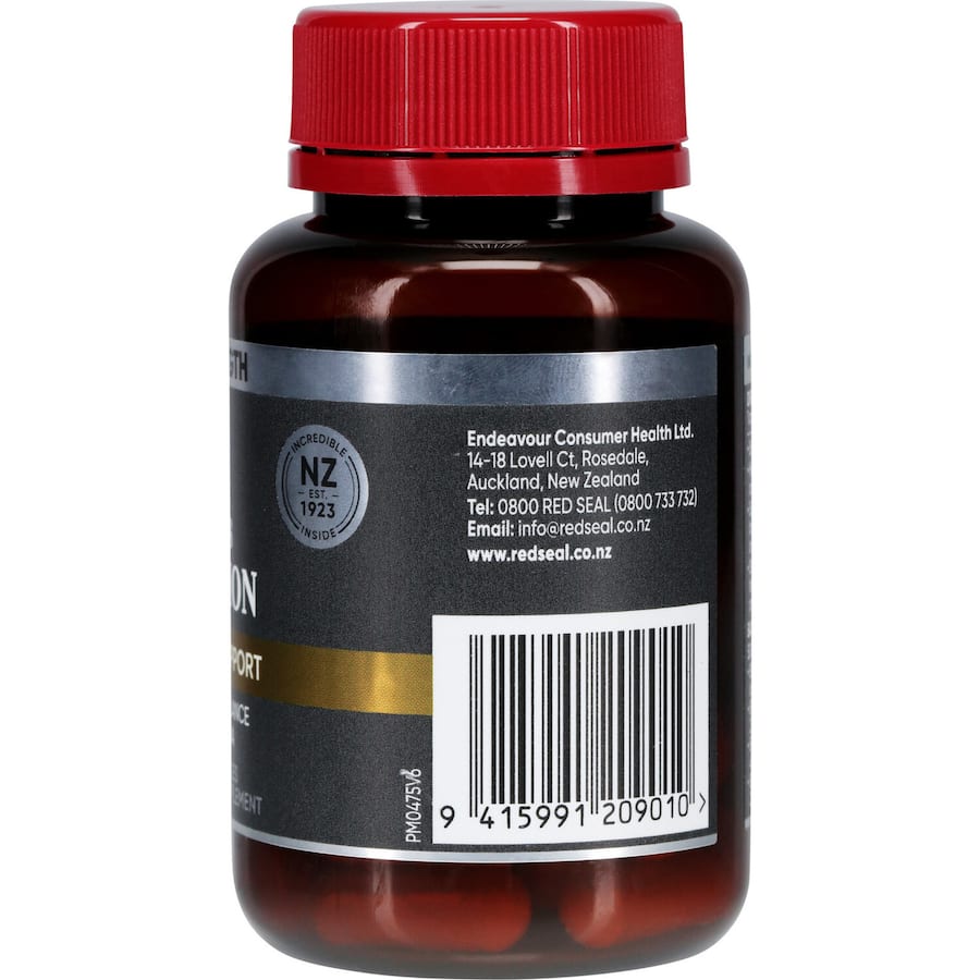 Red Seal High Strength Probiotic capsule, 50 billion live cultures for optimal gut health and immune support.