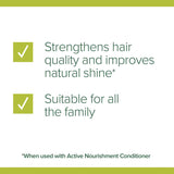 Palmolive Naturals Shampoo with Aloe Vera for nourishing and revitalizing all hair types, in a recyclable bottle.