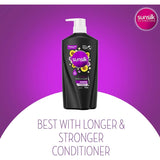 Sunsilk Addictive Brilliant Shine Shampoo bottle, enriched with pearl extract and almond oil for shiny, silky hair.