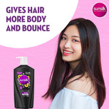 Sunsilk Longer & Stronger Shampoo promotes hair growth with biotin and sunflower oil for hydrated, bounce-filled hair.