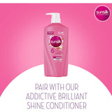 Sunsilk Longer & Stronger Shampoo bottle, enriched with biotin and sunflower seed oil for healthier, vibrant hair.