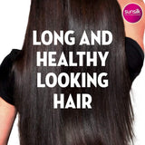 Sunsilk Longer & Stronger Shampoo bottle, featuring biotin and sunflower seed oil for healthy, bouncy hair growth.