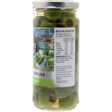 Always Fresh Sicilian Pitted Olives in jar, showcasing their rich briny color, ideal for Mediterranean dishes and snacking.