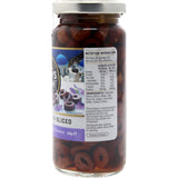 Kalamata olives, sliced for convenience, adding rich Mediterranean flavor to salads, pizzas, and antipasto platters.