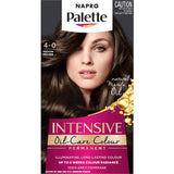 Napro Palette Hair Colour in Medium Brown 4/0 offers rich, long-lasting color with 100% grey coverage and intense shine.