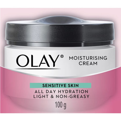 Olay Moisturising Cream for Sensitive Skin offers all-day hydration with a lightweight, non-greasy formula that soothes and protects.