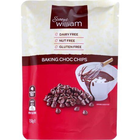 Sweet William Choc Chips Baking - guilt-free chocolate chips perfect for cookies, muffins, and gluten-free recipes.