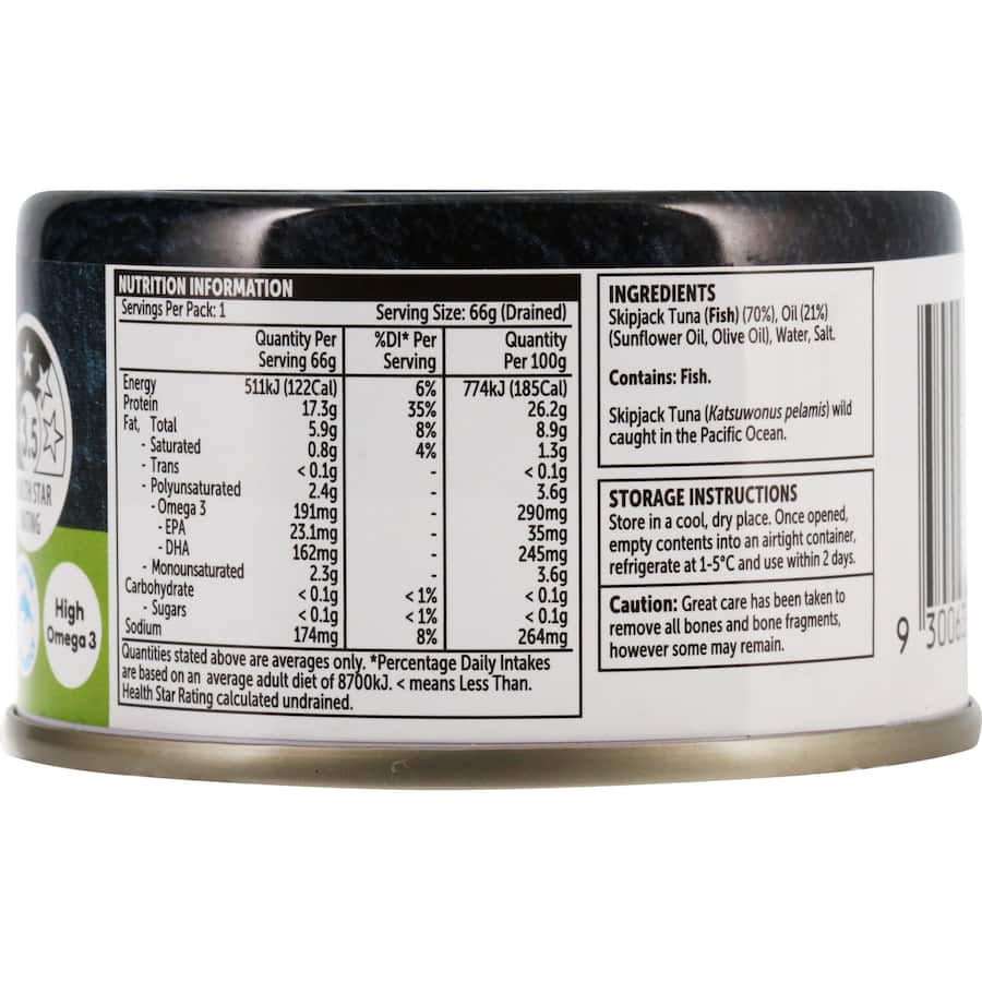 Woolworths Tuna in Oil: premium, dolphin-friendly tuna packed with omega-3, perfect for salads and quick meals.