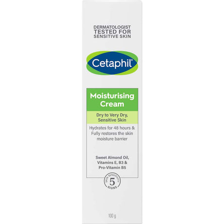 Cetaphil Moisturising Cream in a jar, ideal for deeply hydrating and soothing dry, sensitive skin without irritants.