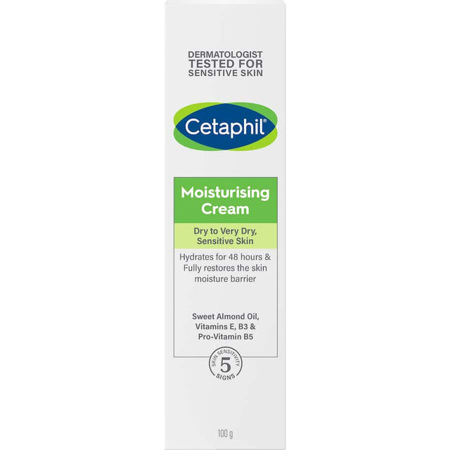 Cetaphil Moisturising Cream in a jar, ideal for deeply hydrating and soothing dry, sensitive skin without irritants.