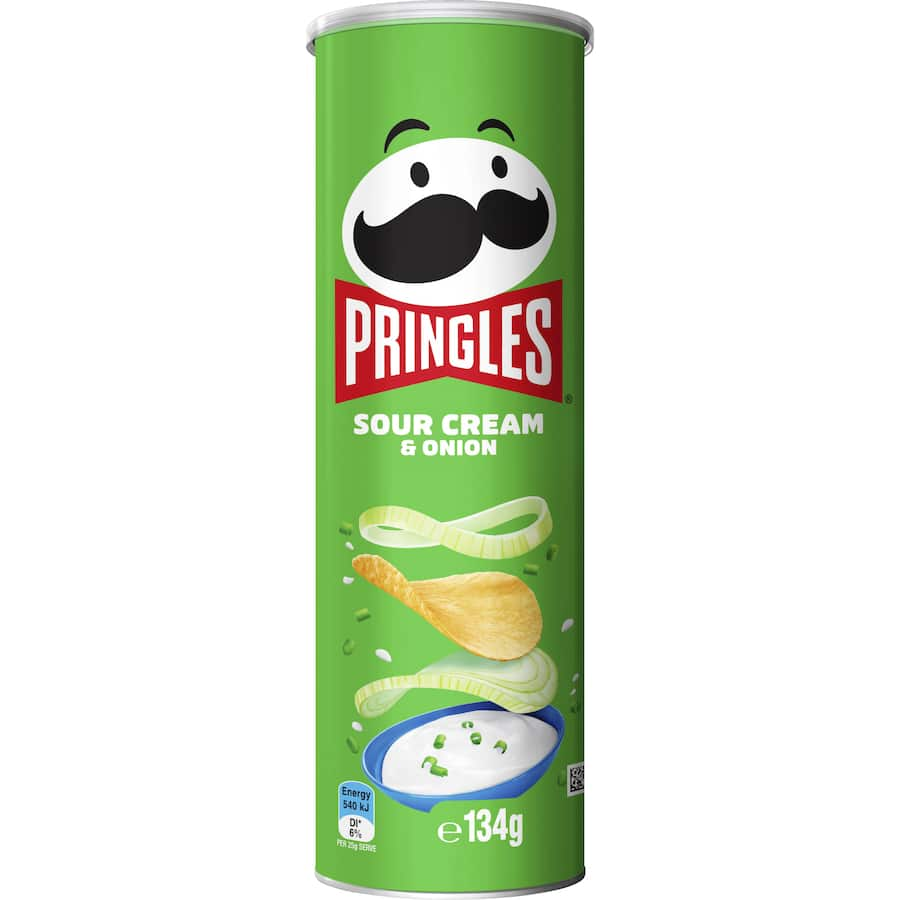 Pringles Sour Cream & Onion chips offer a bold, creamy flavor with a satisfying crunch, perfect for sharing and snacking.