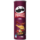 Pringles Chips Barbeque: stacked potato chips with irresistible barbeque flavor, perfect for sharing and on-the-go snacking.