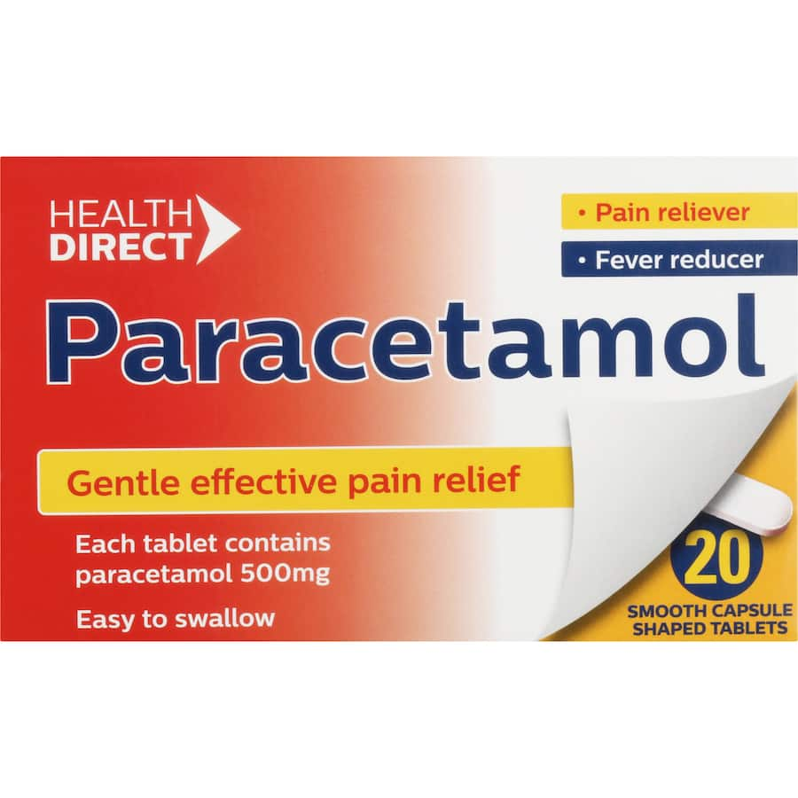 Health Direct Paracetamol for effective pain relief and fever reduction in adults and children.