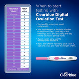 Clearblue Ovulation Kit with 10 digital tests and 1 pregnancy test for pinpointing optimal conception days.