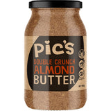 Creamy and crunchy almond butter with sea salt, made from 100% natural almonds, perfect for healthy snacking.