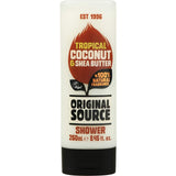 Luxurious coconut and shea butter body wash in a recyclable bottle, nourishing and hydrating for soft, revitalized skin.