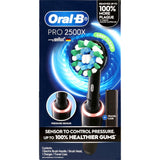 Oral B Electric Toothbrush Pro 2500 Black with 3D cleaning, pressure sensor, and sleek design for superior oral care.