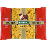 Elegant San Remo Pasta Bow Ties No. 23, made from 100% durum wheat, perfect for creamy sauces and quick cooking in 10 minutes.