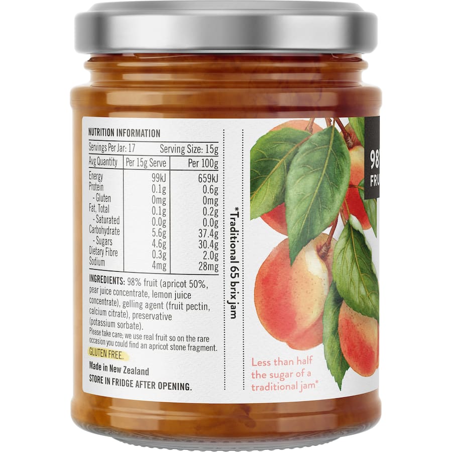 Barkers Spreadable Fruit Apricot: a luscious all-natural spread bursting with sun-ripened apricot flavor, ideal for toast and pastries.