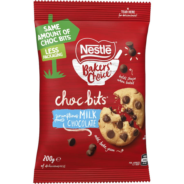 Nestle Chocolate Bits: 100% real milk chocolate morsels perfect for baking cookies, brownies, and pancakes with a rich taste.