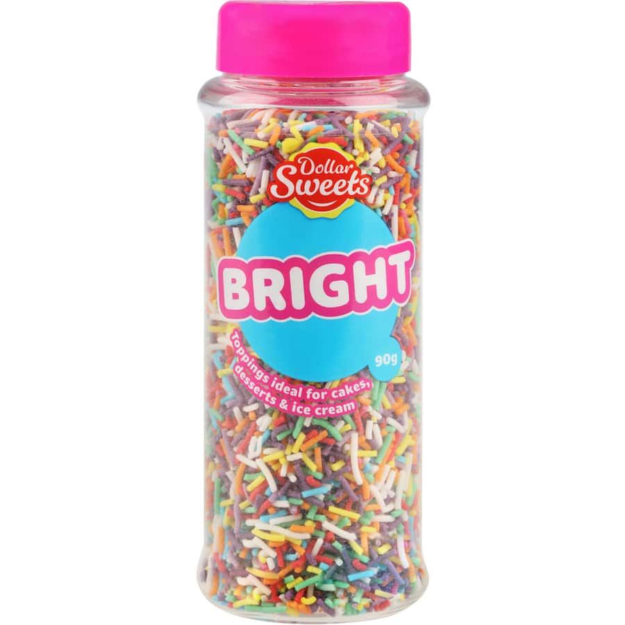 Vibrant Dollar Sweets Bright Sprinkles, perfect for adding color and sweetness to baked goods like cupcakes and cookies.