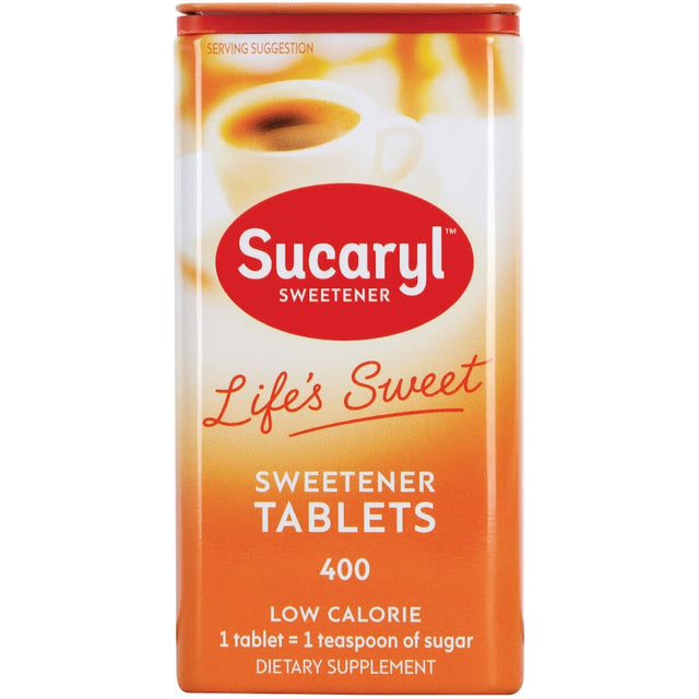 Sucaryl Sugar Substitute tablets: a low-calorie sweetener, equal to 1 tsp sugar, perfect for health-conscious beverages.