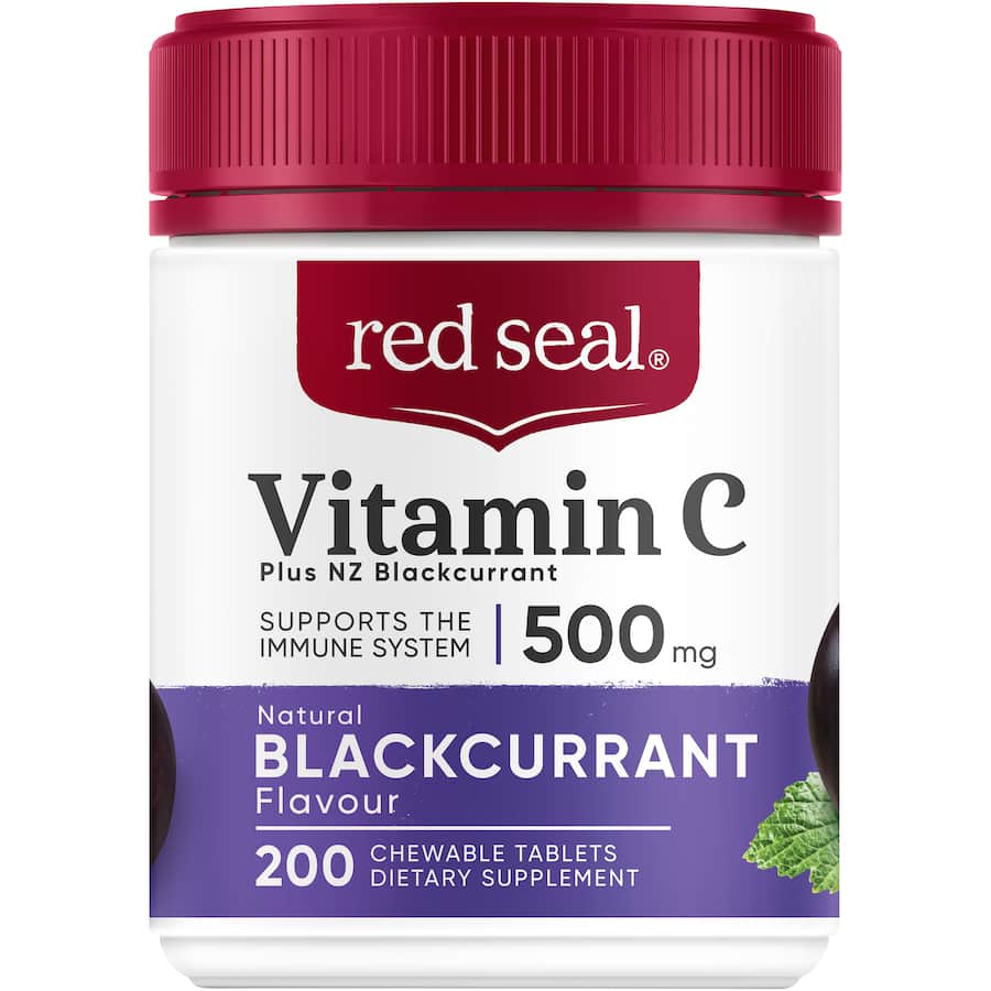 Red Seal Vitamin C 500mg Blackcurrant Chewable Tablets 200pack
