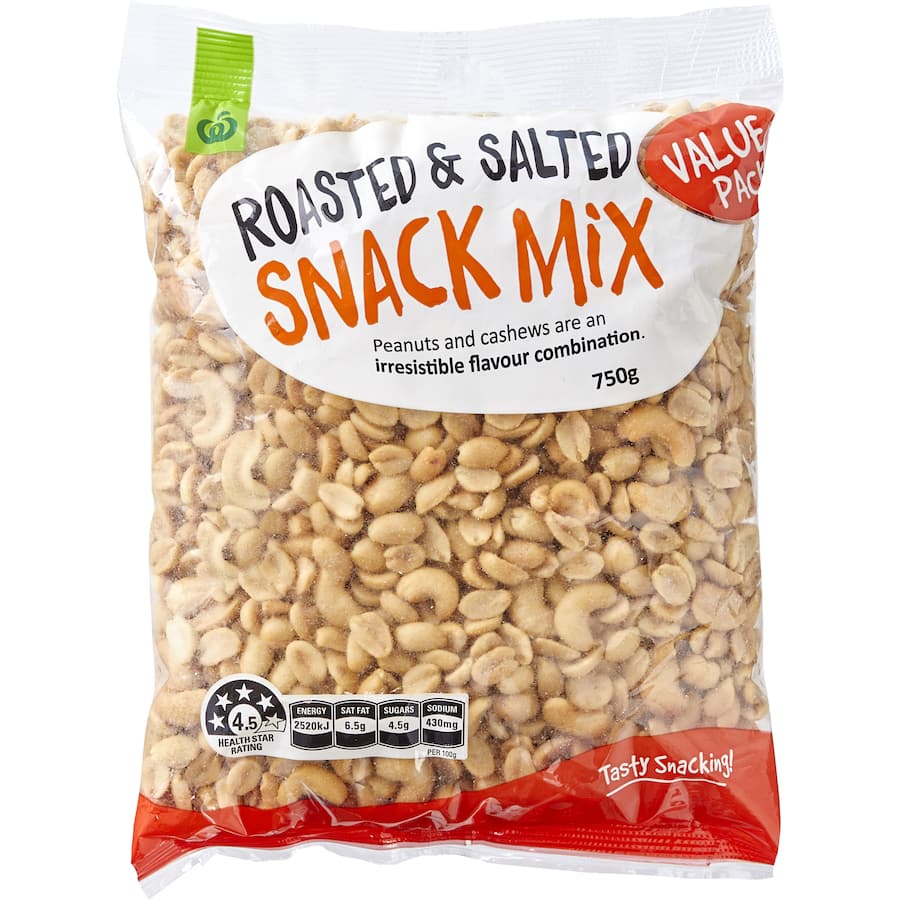 Mixed nuts featuring roasted peanuts and cashews, lightly salted for a nutritious snack, perfect for on-the-go.