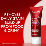 Colgate Optic White Toothpaste in Gentle Mint, designed for enamel care and effective daily stain removal for a brighter smile.