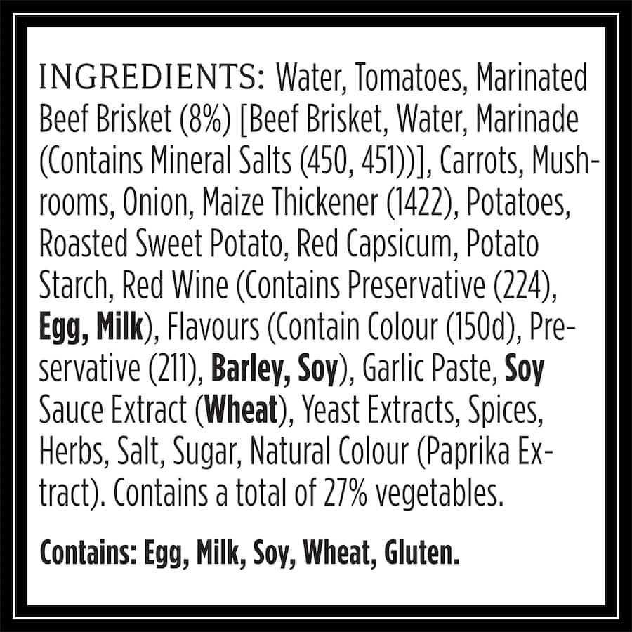 A hearty bowl of F Whitlock & Sons Brazen Beef Brisket soup, filled with tender beef in a rich, savory broth.