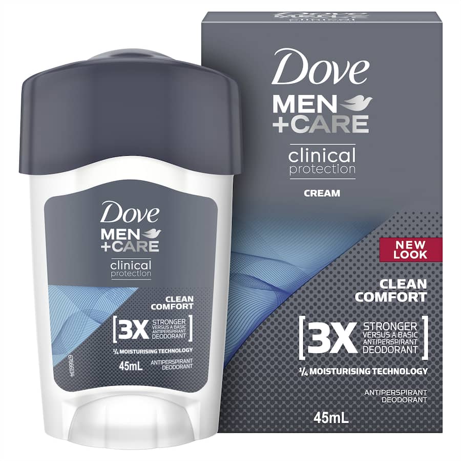 Dove Men + Care Antiperspirant Cream: 48-hour sweat protection, soothing formula, and subtle fragrance for active lifestyles.