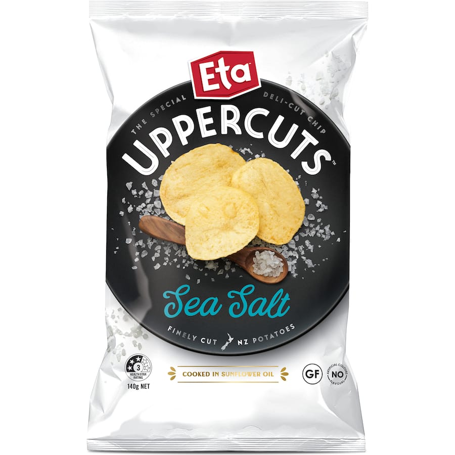 Crispy, gluten-free deli-style chips made from New Zealand potatoes, lightly salted for a savory snack.