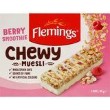 Chewy muesli bar with berry and yoghurt flavors, made with oats for a nutritious snack on-the-go.