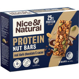 Nice & Natural Protein Nut Bar features 3 super seeds and dark choc cacao, offering 25% protein and only 4g sugar per bar.