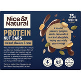 Nice & Natural Protein Nut Bar with 3 super seeds and dark choc cacao, offering 25% protein and low sugar for nutritious snacking.