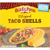 Crunchy Old El Paso Mexican Taco Shells made from premium corn, perfect for filling with delicious Mexican ingredients.