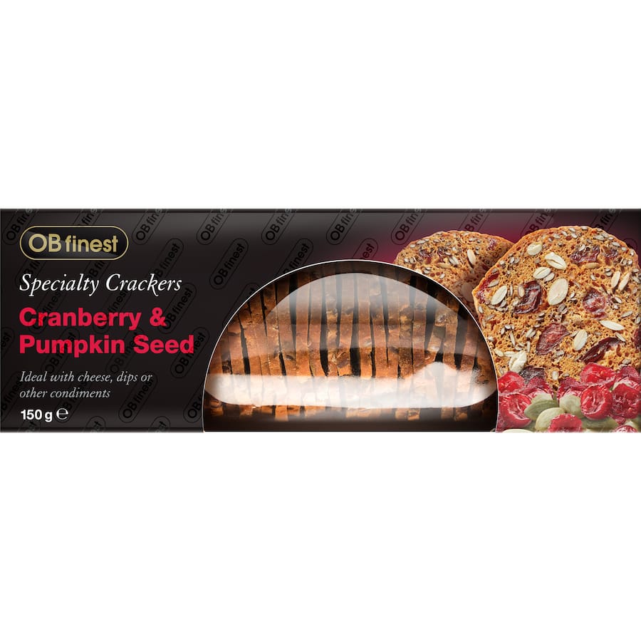 Artisan cranberry and pumpkin crackers, perfect for cheese pairings, dips, and solo snacking, crafted for crisp texture.