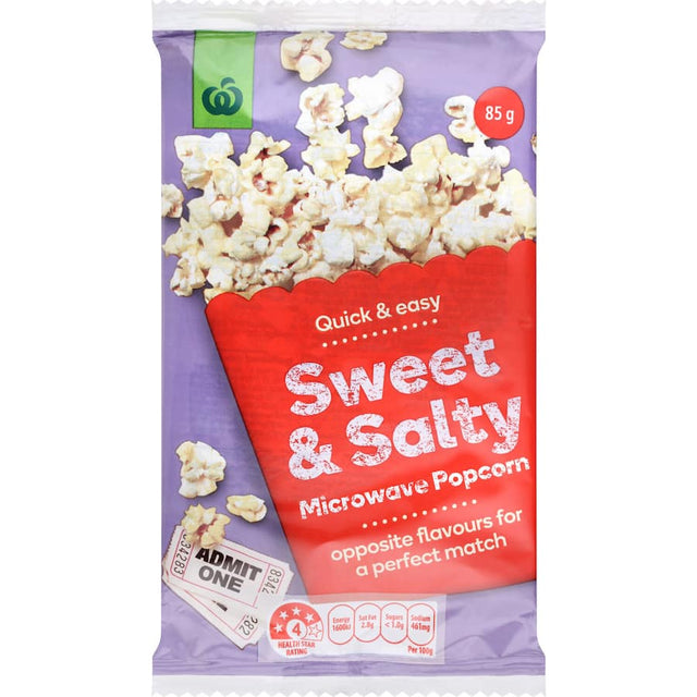 Microwave popcorn with a sweet and salty flavor, made from 90% premium corn for a delicious snack experience.