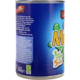 Tin of Batchelors Mushy Peas, ideal for classic British meals, offering smooth texture and rich flavor.