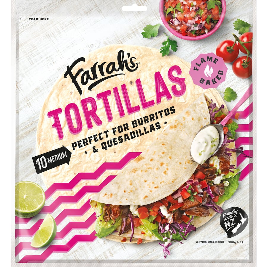 Farrah's Mexican Medium Burrito Tortillas offer soft, durable wraps for tacos, burritos, and more, perfect for any meal.