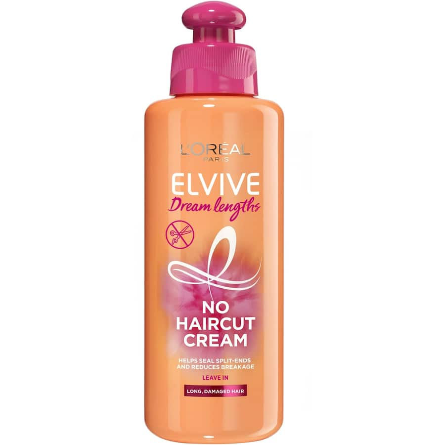 L'Oréal Paris Elvive Dream Lengths No Haircut Cream, a nourishing treatment for long, damaged hair to seal split ends and reduce breakage.