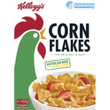 Bowl of Kellogg's Corn Flakes showcasing crisp, golden flakes made from sun-ripened corn, ideal for a nutritious breakfast.